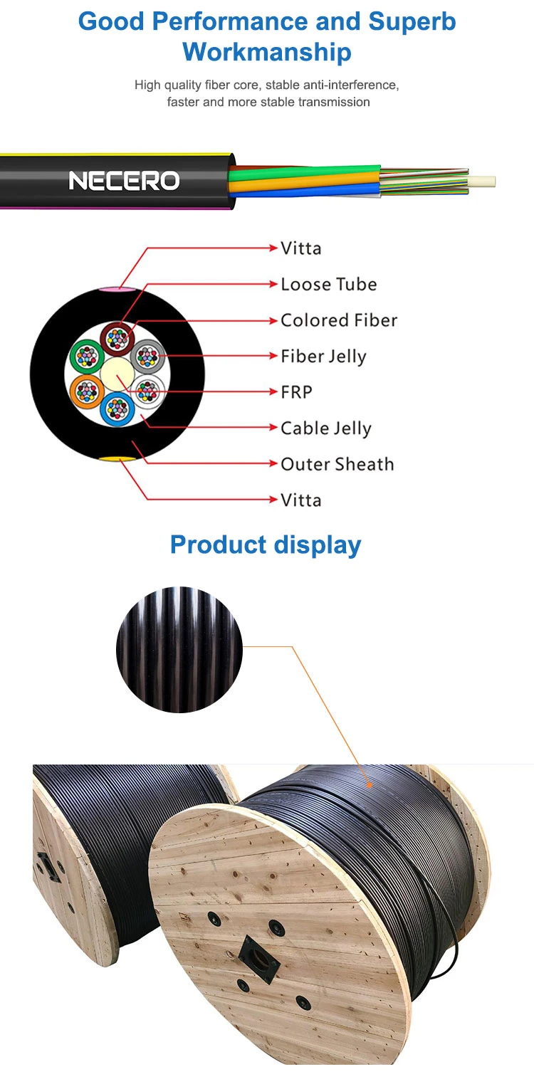 Necero 20 Fiber Optic Cables Factories Wholesale Single Mode Outdoor 2 4 6 8 10 12 Core GYFTY Fibre Optical Internet Cable